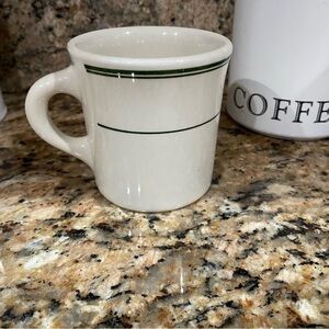 Vtg Homer Laughlin Green Striped Diner Mug